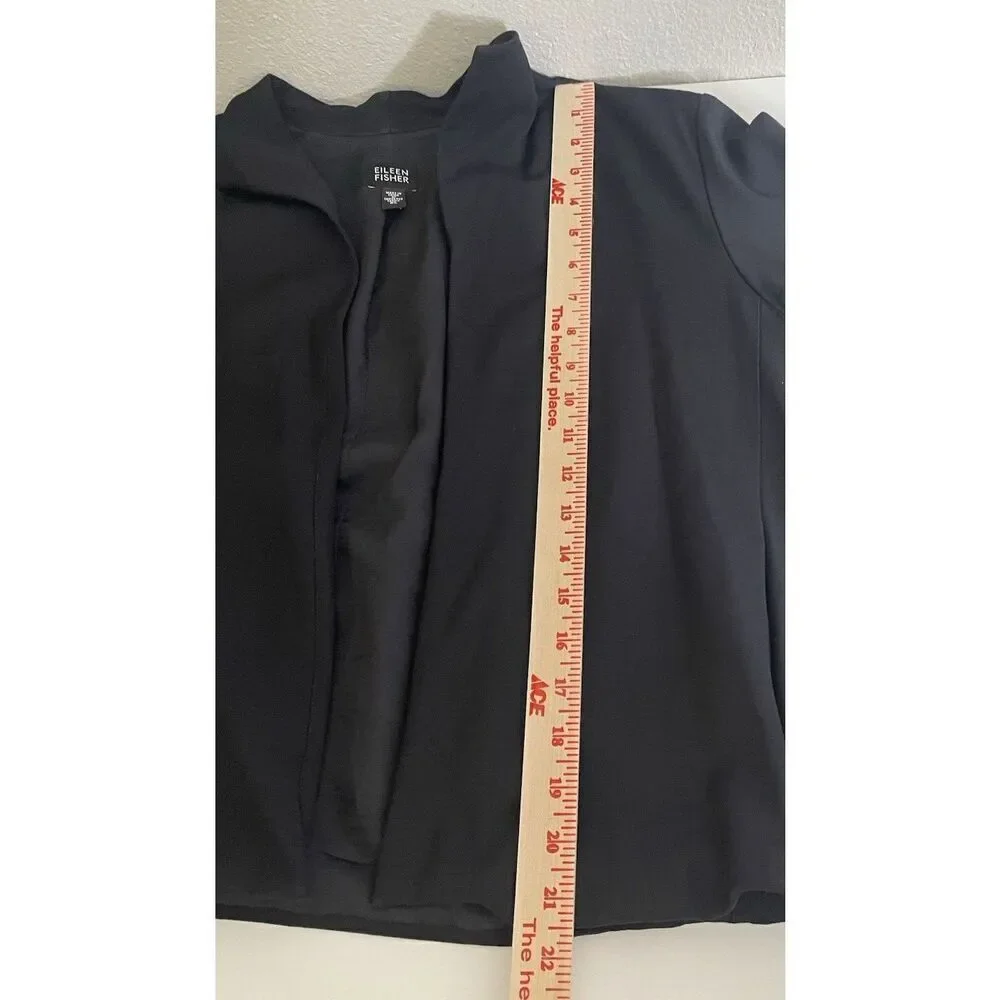 Eileen Fisher Size XL Black Jacket Open Front Blazer Short Pockets
